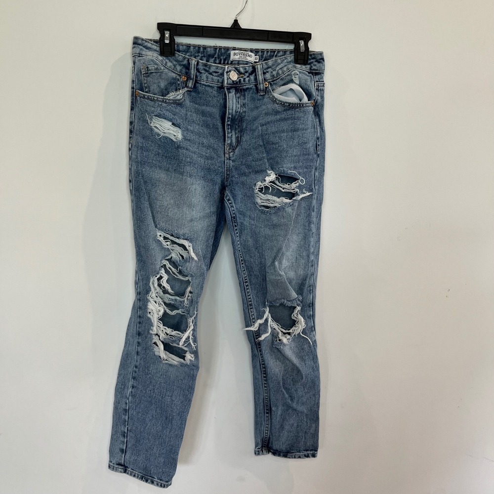 Refuge Denim Boyfriend Jeans Mid Rise Distressed Medium Wash Size 3 - B041